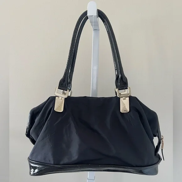 Ann Taylor Black Shoulder Bag with Gold Accents - Picture 3 of 5